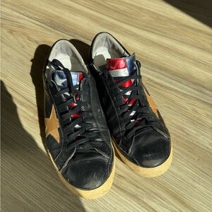 Authentic Limited Edition Golden Goose Super-Star LTD Leather American Flag